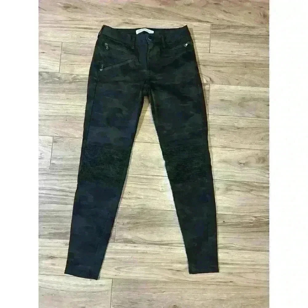 Zara Basic Jeans Women's 2 (approx 27x28) Camo Z1975 Skinny Zipper pockets